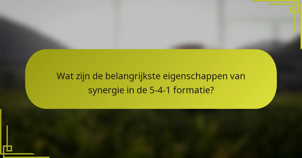 Wat zijn de belangrijkste eigenschappen van synergie in de 5-4-1 formatie?